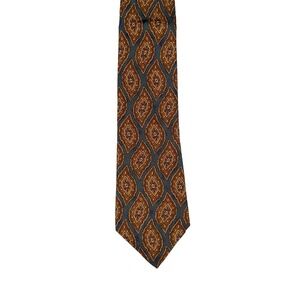 Burberrys of London Men's Necktie Brown Gold Paisley Silk Vintage Classic